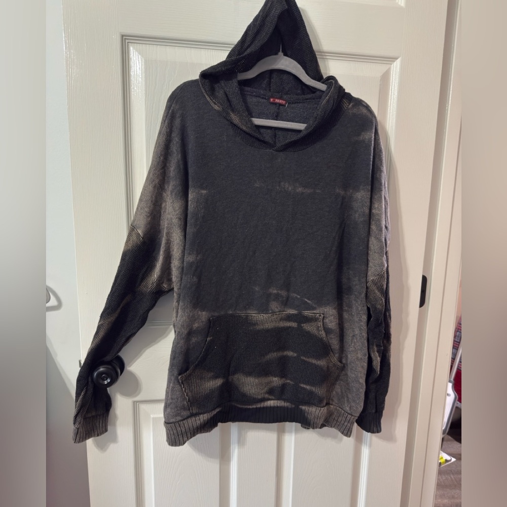 T Party Fashion Women's Washed Black Hooded Pullover Sweatshirt
